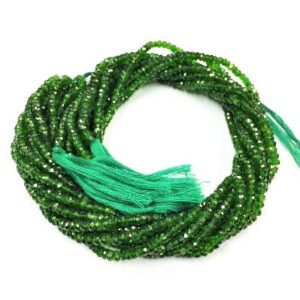 Beautiful Chrome Diopside Faceted Rondelle Beads 4mm Chrome Diopside Natural Gemstone Beads 18" Long Chrome Diopside String Superb Quality