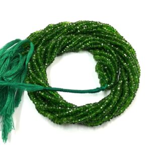 Best Quality 18"Long Strand Elegant Natural Chrome Diopside Faceted Rondelle Beads 3mm Chrome Diopside Gemstone Beads