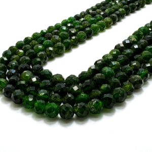 Natural Green Faceted Chrome Diopside Beads: Deep Green Gemstone Jewelry Supplies - Rnf78