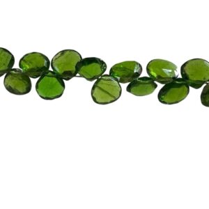 Faceted Chrome Diopside Beads: Green Heart Shape, 4-inch Strand (6 To 7mm) 26pc Approx