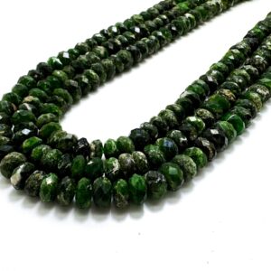 Natural Green Chrome Diopside Faceted Rondelle Beads: Deep Green Gemstone, 5-8mm - Rdf61b