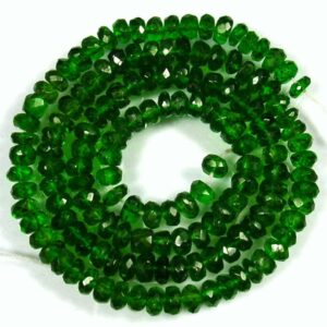 Faceted Chrome Diopside Rondelle Beads: Natural Green Gemstone Strand (3.5mm-6mm)