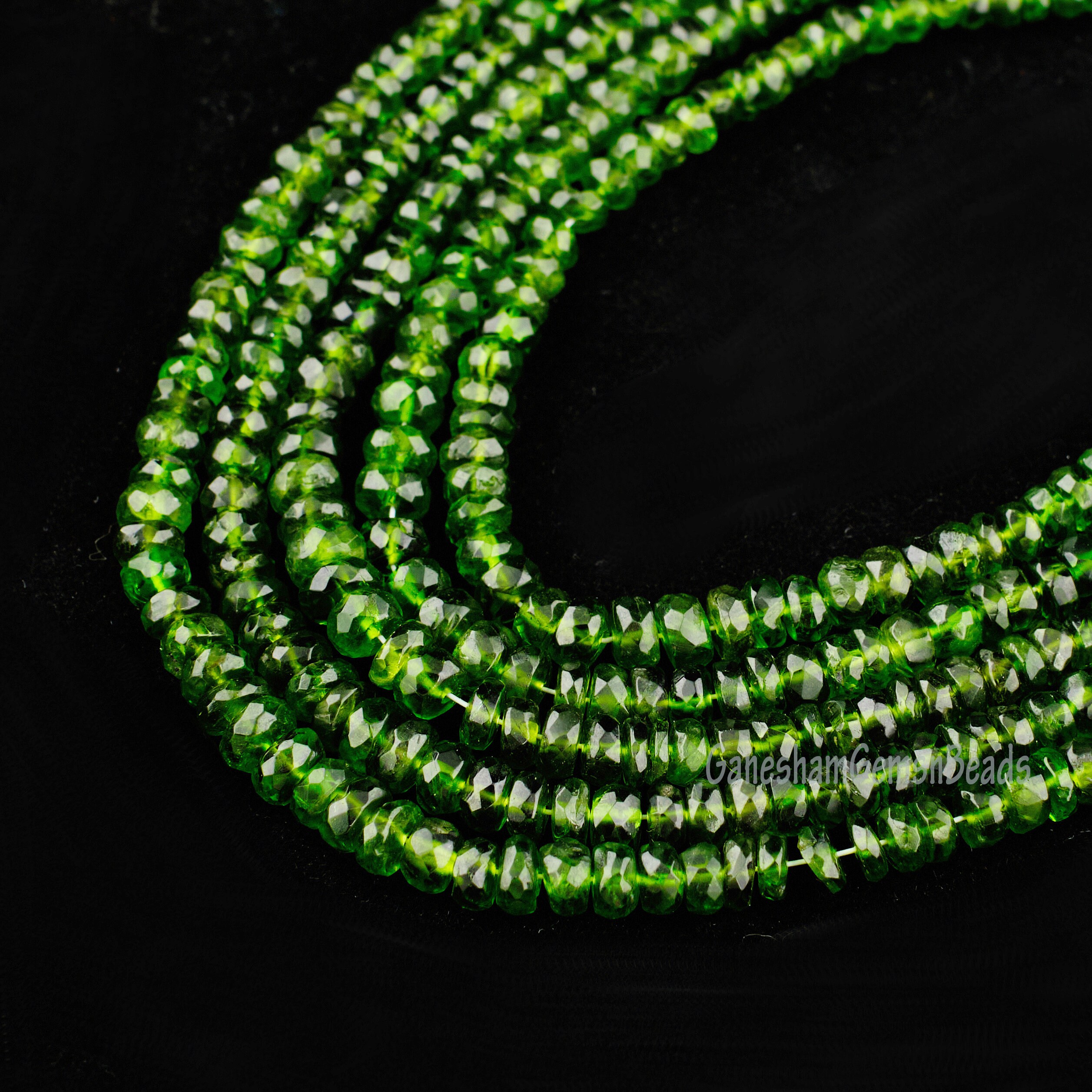 Chrome Diopside Faceted Rondelle Beads 3-4 Mm Chrome Diopside Beads Chrome Rondelle Beads For Making Jewelry