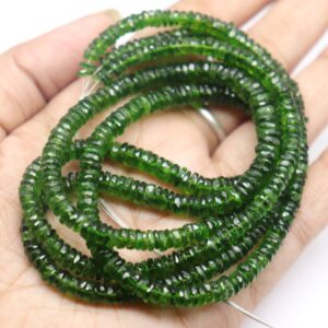 Chrome Diopside Tyre, Natural Chrome Diopside Faceted Heishityre Shape Beads, Natural Green Chrome Diopside Beads, Siberian Chrome Diopside