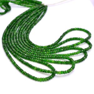 Natural Aaa+ Chrome Diopside 3mm-4mm Faceted Rondelle Beads | Green Chrome Diopside Semi Precious Gemstone Loose Beads | 16inch Strand