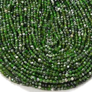 Natural Chrome Diopside Gemstone Grade A Micro Faceted Round 2MM 3MM Loose Beads 15 inch Full Strand BULK LOT 1,2,6,12 and 50 (P53)