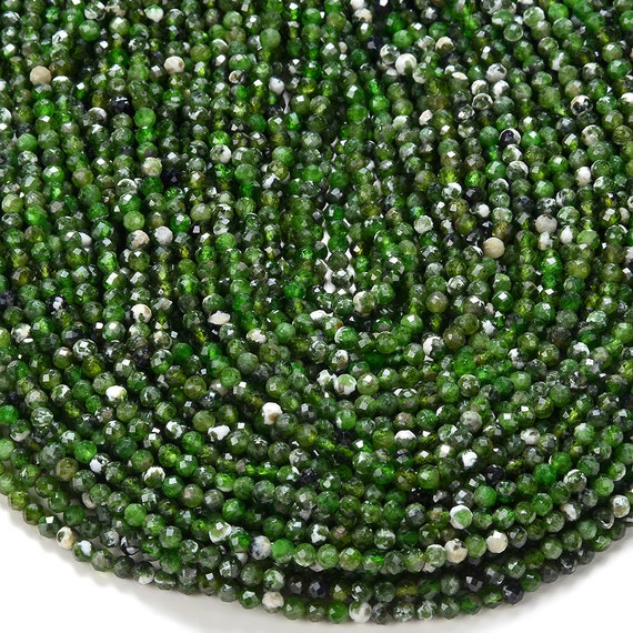 Natural Chrome Diopside Gemstone Grade A Micro Faceted Round 2mm 3mm Loose Beads 15 Inch Full Strand Bulk Lot 1,2,6,12 And 50 (p53)