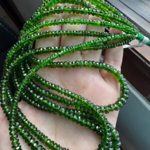 Natural Chrome Diopside Faceted Rondelle Beads - 8 Inch Strand (3-4.5mm)