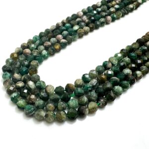 Natural Green Jade Faceted Round Beads | 4mm | 15.5” Strand | Genuine Green Gemstone Beads For Jewelry Making, Healing & Design Rnf78b
