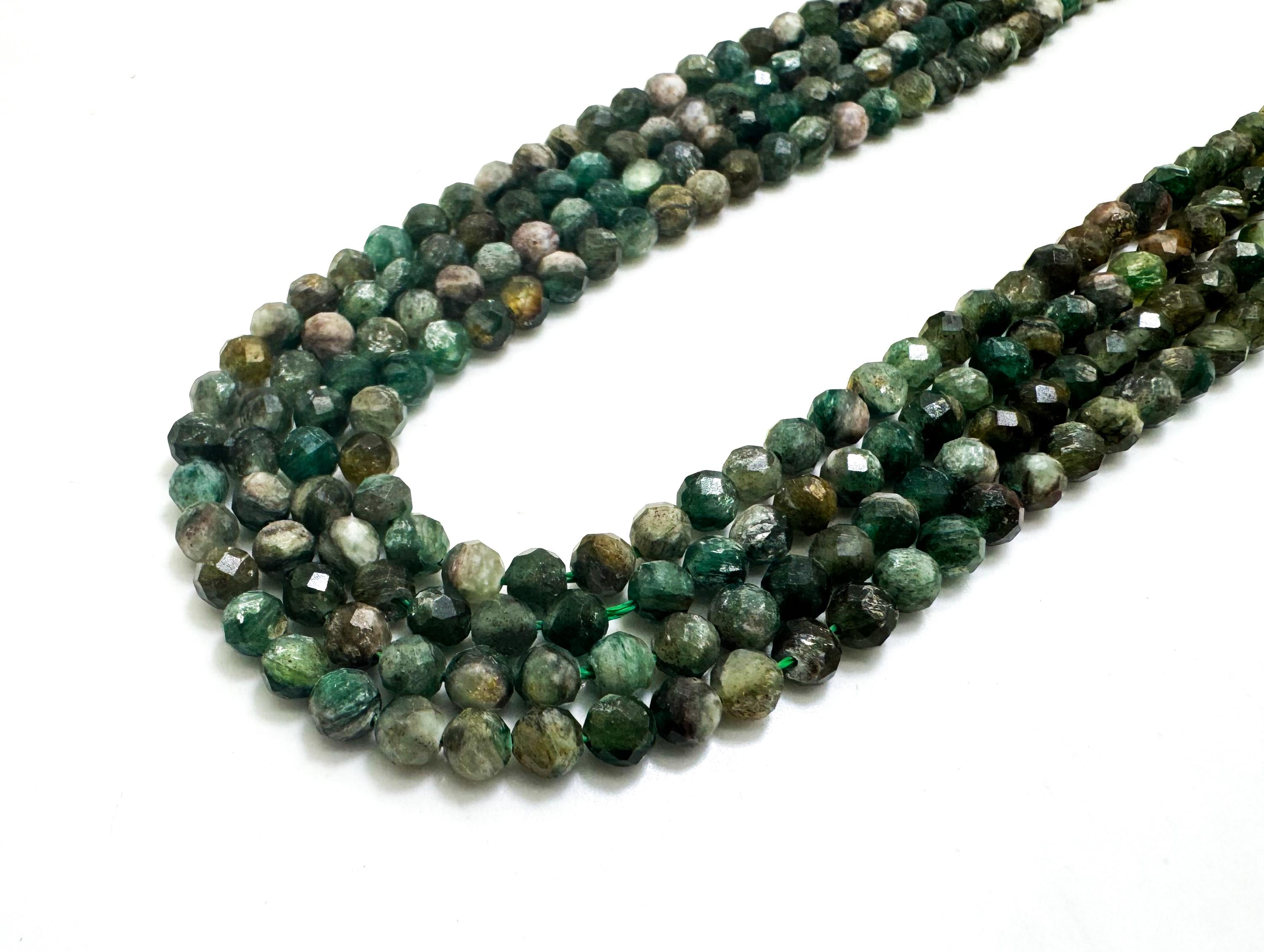Natural Green Jade Faceted Round Beads | 4mm | 15.5” Strand | Genuine Green Gemstone Beads For Jewelry Making, Healing & Design Rnf78b