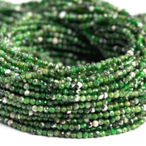 Natural Snow Cover Chrome Diopside Gemstone Grade A Faceted Round 2-3mm Loose Beads