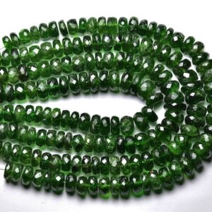 Rare Big Chrome Diopside Rondelle Bead - 7.5 Inches  Natural Most Beautiful Chrome Diopside Faceted Rondelles - Size is 5.5-7.5  mm #2163