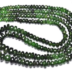 Rare Big Chrome Diopside Rondelle Bead - 8 inches - Natural Beautiful Chrome Diopside Faceted Rondelles - Micro Cut - Size is 4.5 -8 mm #138