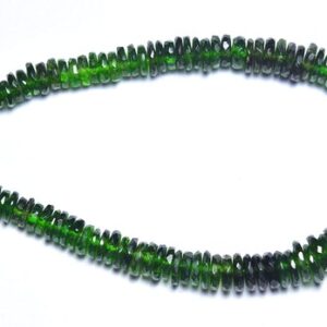 Superb Chrome Diopside Tyre Bead  - 7.5 inches - Natural Most Beautiful Chrome Diopside Faceted Tyre Shape Rondelles - Size is 5 -7  mm #35