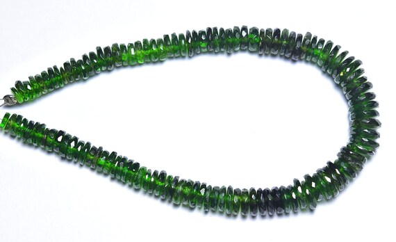 Superb Chrome Diopside Tyre Bead  - 7.5 Inches - Natural Most Beautiful Chrome Diopside Faceted Tyre Shape Rondelles - Size Is 5 -7  Mm #35