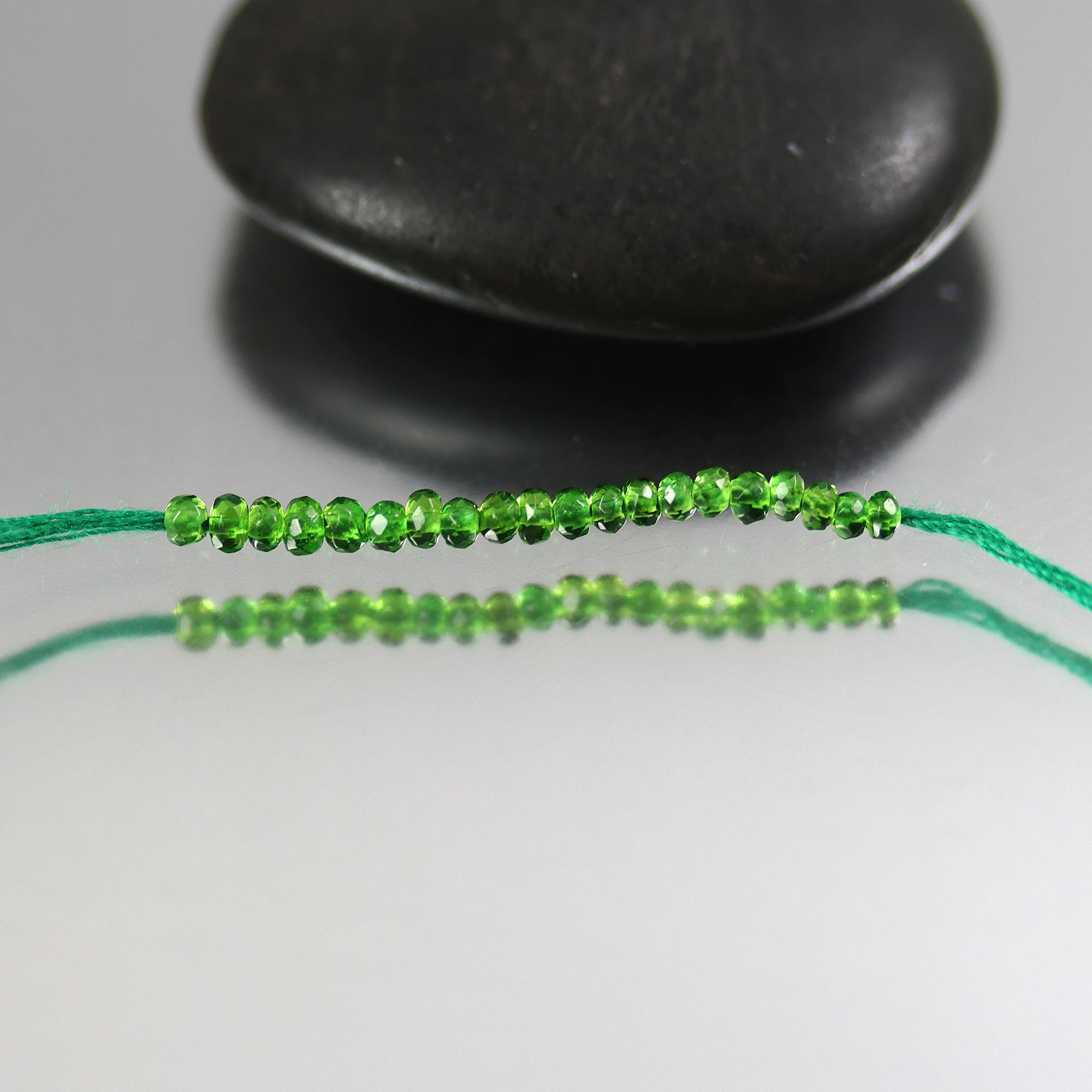 Tiny Superb Chrome Diopside Faceted Rondelle Beads - Set Of 20 -  Chrome Diopside Beads - 2mm