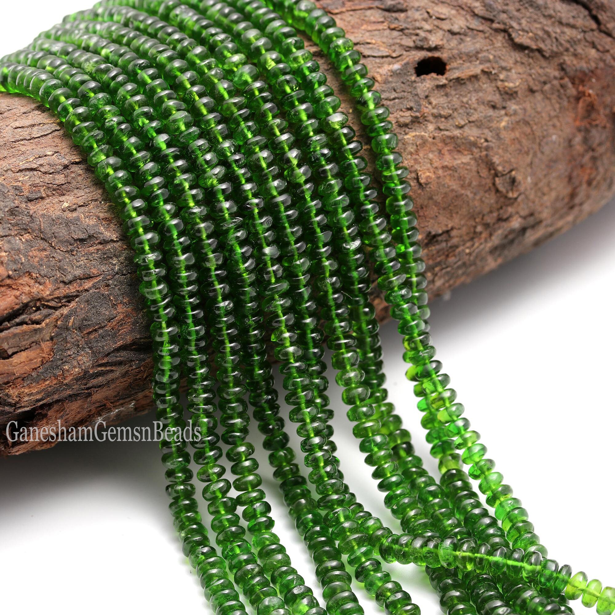 Aaa Real Genuine Natural Green Chrome Diopside Smooth Rondelle Beads, 4-5 Mm Chrome Diopside Beads, Necklace For Jewelry Making Aaa Real Genuine Natural Green Chrome Diopside Smooth Rondelle Beads, 4-5 Mm Chrome Diopside Beads, Necklace For Jewelry Making