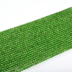 Chrome Diopside - 2.5 mm Faceted Round Beads - Full Strand 13 inch , AAA+ Green Chrome Diopside Necklace
