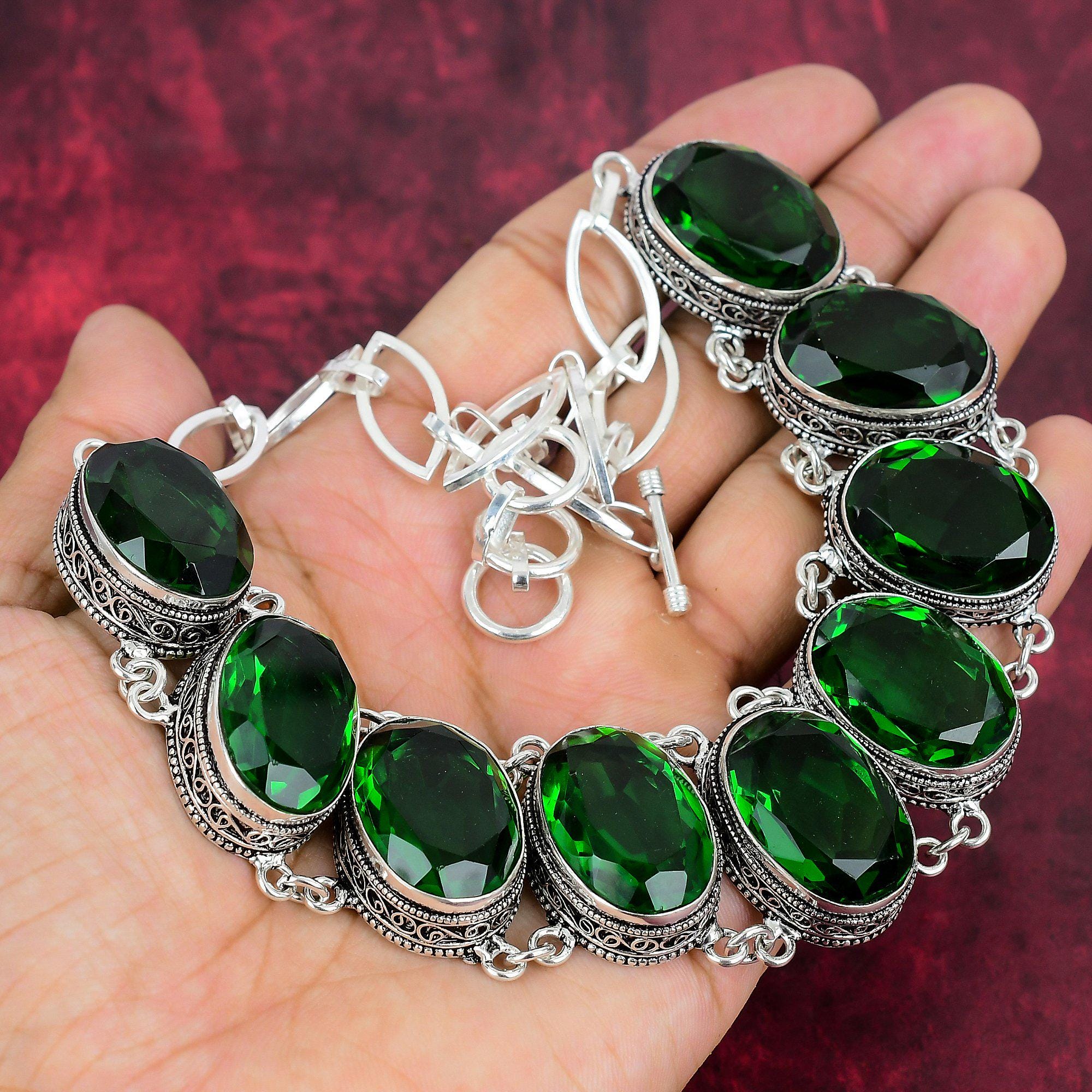 Chrome Diopside Necklace, 925 Sterling Silver Jewelry Gemstone Jewelry, Natural Jewelry, Adjustable Handmade Necklace, Anniversary Gifts