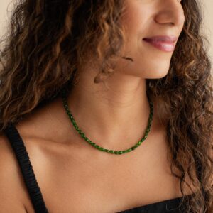 Chrome diopside Necklace | Chrome diopside Beaded Necklace | [ENCP1443] Green Chrome diopside necklace for women | green gemstone