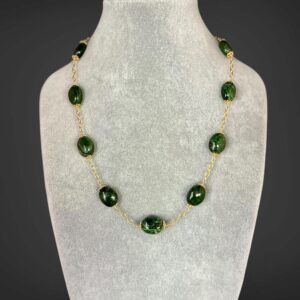 Chrome Diopside Necklace - Green Gemstone Necklace - Green and Gold Necklace - Emerald Green Necklace - Statement Jewelry