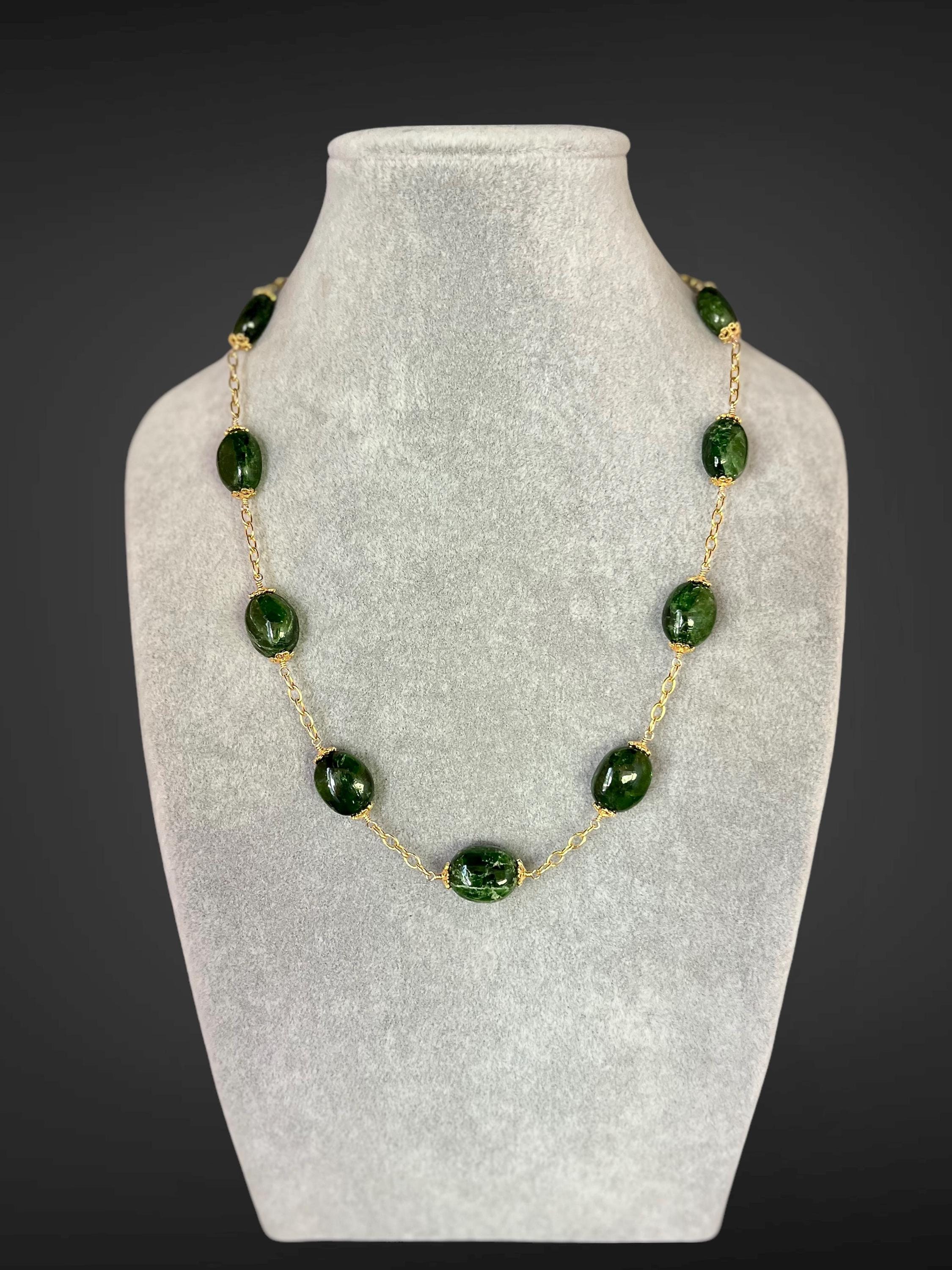 Chrome Diopside Necklace - Green Gemstone Necklace - Green And Gold Necklace - Emerald Green Necklace - Statement Jewelry Chrome Diopside Necklace - Green Gemstone Necklace - Green And Gold Necklace - Emerald Green Necklace - Statement Jewelry