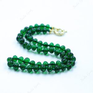 Chrome Diopside Necklace, Hand Knotted Green Hydro Quartz Beads, 18 Inch Emerald Green Gemstone Strand, Forest Green Jewelry, Artisan Gift