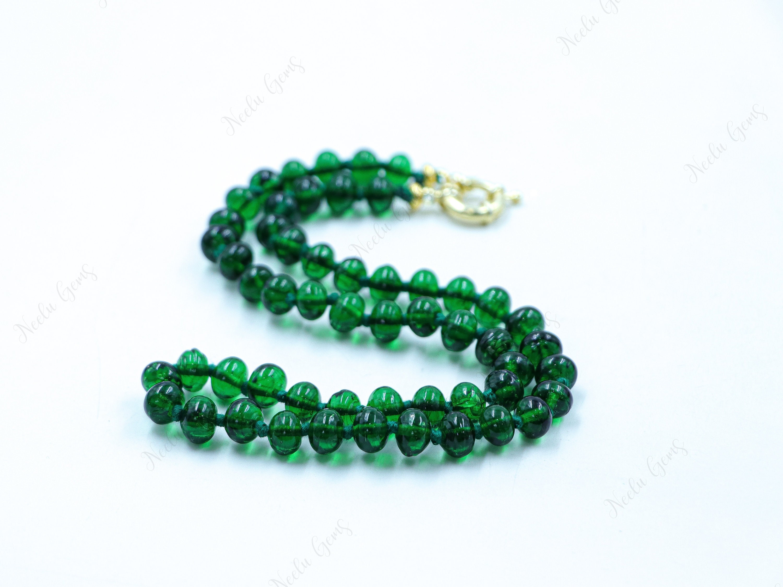 Chrome Diopside Necklace, Hand Knotted Green Hydro Quartz Beads, 18 Inch Emerald Green Gemstone Strand, Forest Green Jewelry, Artisan Gift