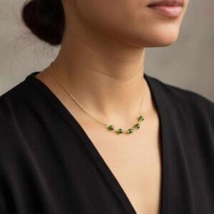 Chrome Diopside Necklace, Handmade Jewelry, Gemstone Necklace, Necklaces for Women, Simple Gold Necklace, Layered Choker, Choker Necklace