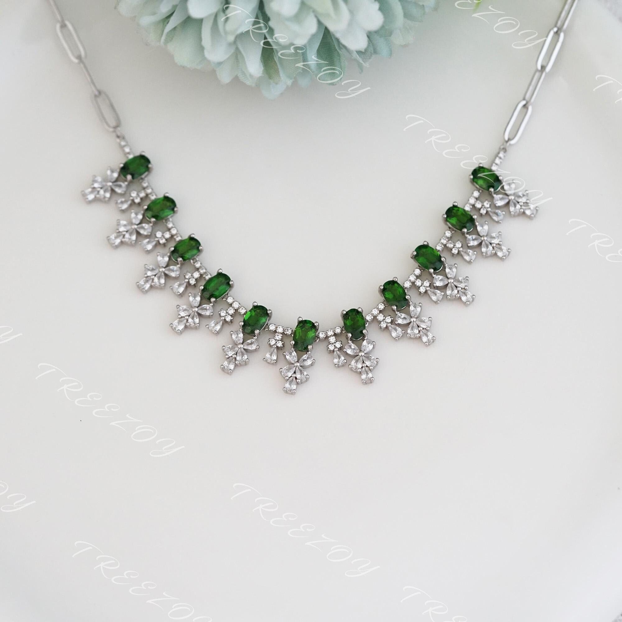Chrome Diopside Sterling Silver Necklace: Green Gemstone, Personalized Birthstone