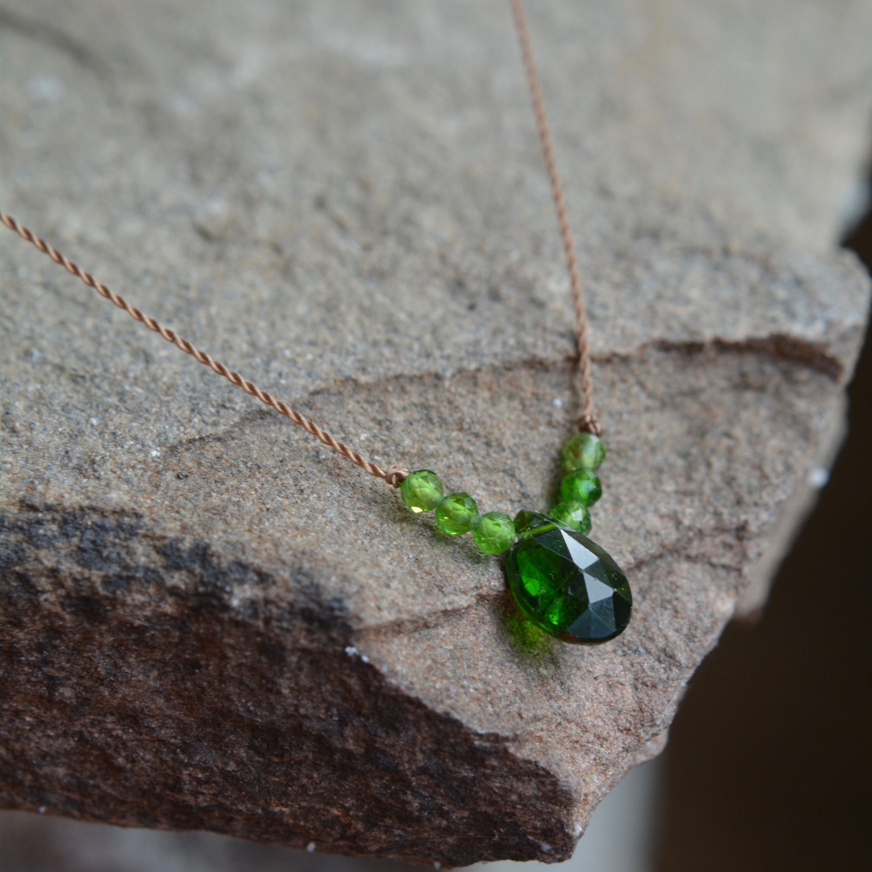 Chrome Diopside Tiny Gem Necklace 15 Inches Chrome Diopside Tiny Gem Necklace 15 Inches