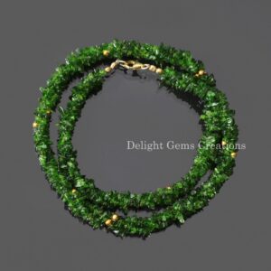 Genuine Chrome Diopside Beaded Necklace, 4-5mm Chrome Diopside Raw Uncut Chips Beads Necklace, Gift For Her (multiple Lengths Available)