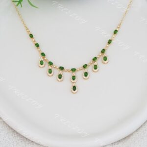 Green Diopside Necklace: Sterling Silver, 18K Gold Plated, Gemstone Jewelry