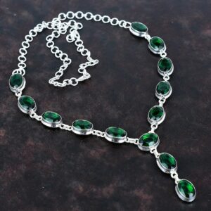 Handmade Chrome Diopside Sterling Silver Necklace - Adjustable Chain