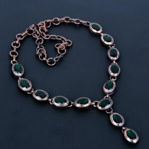 Handmade Electroformed Copper Chrome Diopside Necklace - 20 Inch Adjustable Chain