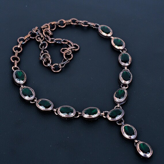 Handmade Electroformed Copper Chrome Diopside Necklace - 20 Inch Adjustable Chain Handmade Electroformed Copper Chrome Diopside Necklace - 20 Inch Adjustable Chain