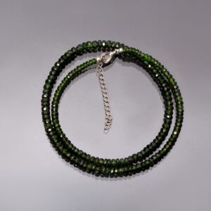 Natural Chrome Diopside Beaded Necklace 3mm-4.5mm Green Chrome Diopside Faceted Rondelle Beads Necklace, Chrome Diopside Beads Jewelry Natural Chrome Diopside Beaded Necklace 3mm-4.5mm Green Chrome Diopside Faceted Rondelle Beads Necklace, Chrome Diopside Beads Jewelry