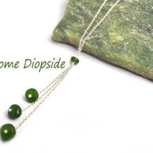 Natural Designer Chrome Diopside Necklace in 925 Sterling Silver, Gemstone Necklace, Necklace, Silver Jewelry, Beaded Necklace, Gift for her