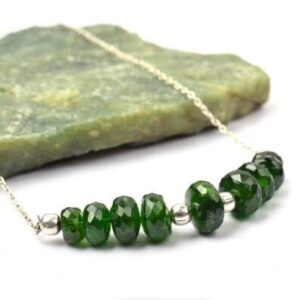 Natural Designer Chrome Diopside Necklace in 925 Sterling Silver, Gemstone Necklace, Necklace, Silver Jewelry, Beaded Necklace, Gift for her