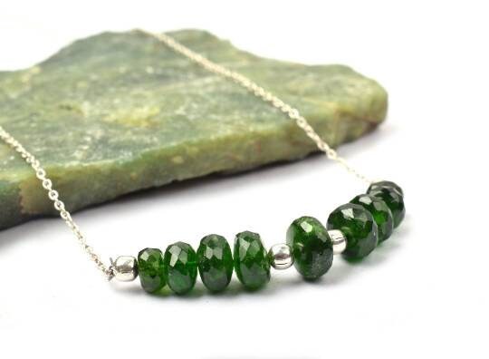 Natural Designer Chrome Diopside Necklace In 925 Sterling Silver, Gemstone Necklace, Necklace, Silver Jewelry, Beaded Necklace, Gift For Her