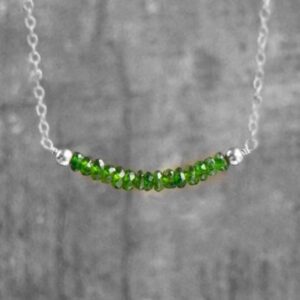 Natural Designer Chrome Diopside Necklace in 925 Sterling Silver, Gemstone Necklace, Necklace, Silver Jewelry, Beaded Necklace, Gift for her