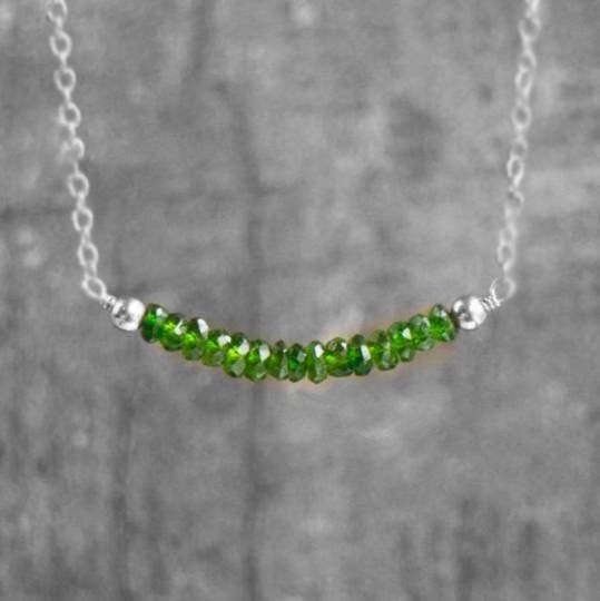 Natural Designer Chrome Diopside Necklace In 925 Sterling Silver, Gemstone Necklace, Necklace, Silver Jewelry, Beaded Necklace, Gift For Her
