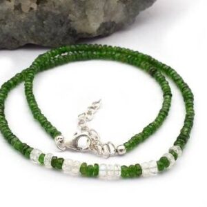 Natural Designer Chrome Diopside Necklace in 925 Sterling Silver, Gemstone Necklace, Necklace, Silver Jewelry, Beaded Necklace, Gift For Her