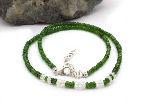 Natural Designer Chrome Diopside Necklace In 925 Sterling Silver, Gemstone Necklace, Necklace, Silver Jewelry, Beaded Necklace, Gift For Her