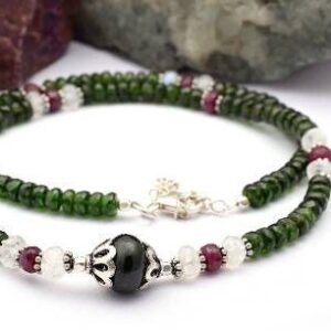 Natural Designer Chrome Diopside Necklace in 925 Sterling Silver, Gemstone Necklace, Necklace, Silver Jewelry, Beaded Necklace, Gift For Her