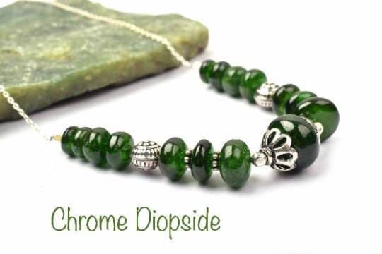 Natural Designer Chrome Diopside Necklace In 925 Sterling Silver, Gemstone Necklace, Necklace, Silver Jewelry, Beaded Necklace, Gift For Her