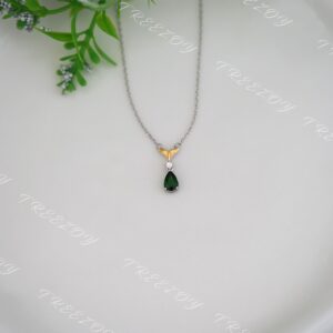 Pear Diopside Whale Tail Necklace: 18K Gold Plated Sterling Silver