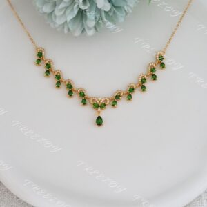 Real Diopside Necklace: Pear Cut Gemstone, 18K Gold Plated Sterling Silver