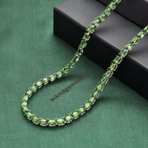 Sterling Silver Chrome Diopside Tennis Necklace: Minimalist Gemstone Jewelry