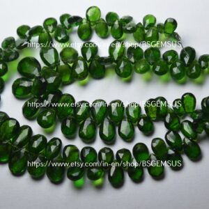 20 Beads,Natural Chrome Diopside Faceted Pear Shape Briolettes,Size 7-9mm Approx